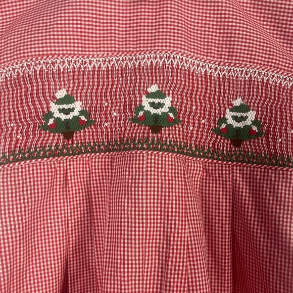 Vintage Wish upon a star red gingham Christmas tree smocked romper size 1 uni - Picture 2 of 7